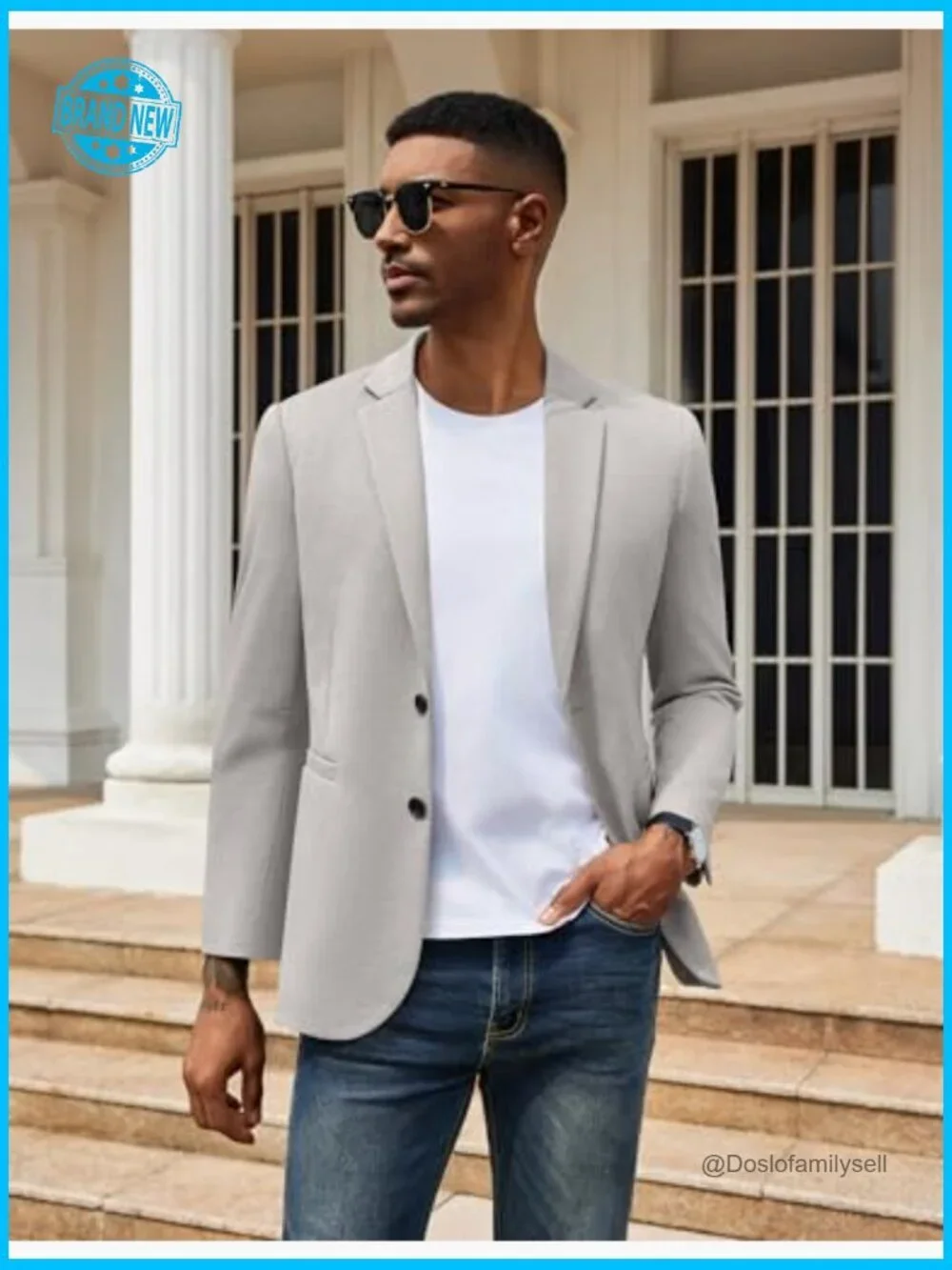 Slim Fit Knit Blazer Lightweight Casual Sport Coat Modern Two Button